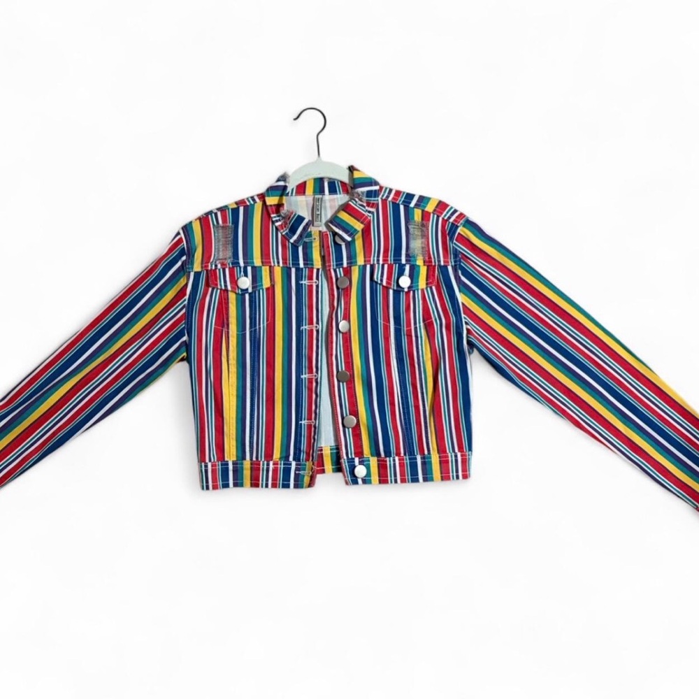 Colorful Striped Cropped Jacket